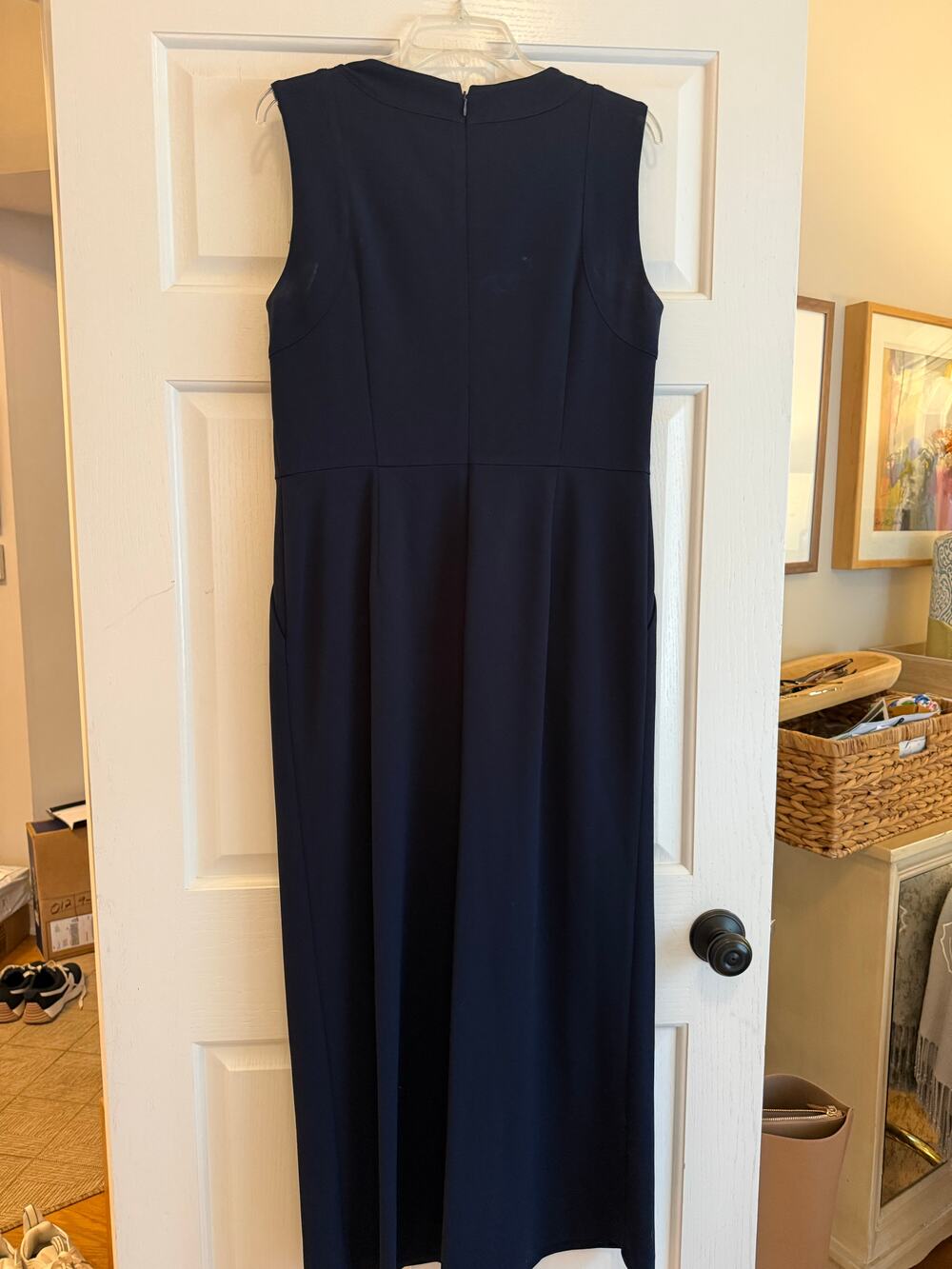 Calvin Klein navy sleeveless round neck maxi dress with seam detailing size 12
